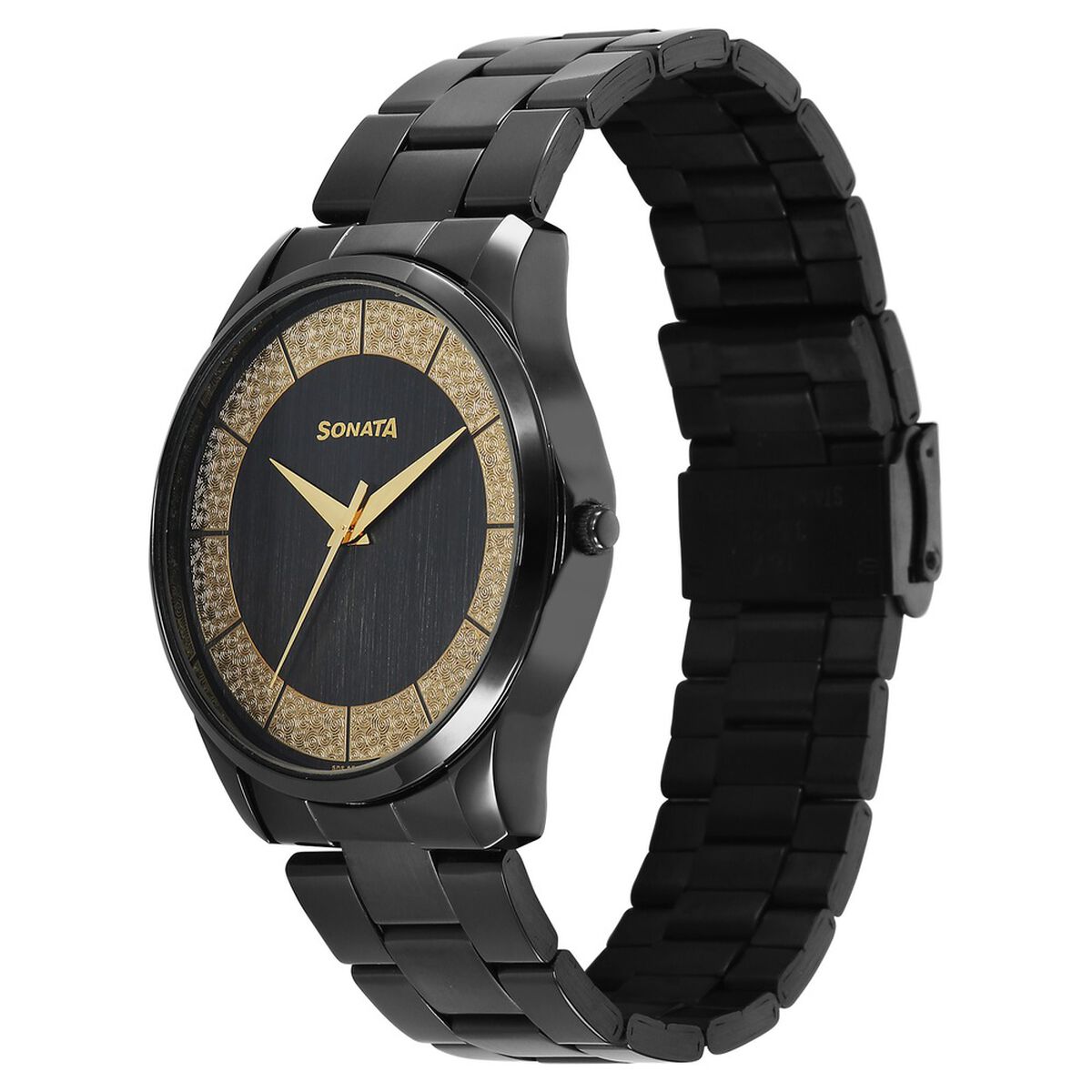 Sonata Traditional Essentials Quartz Analog Multicoloured Dial Black Metal Strap Watch For Men 3