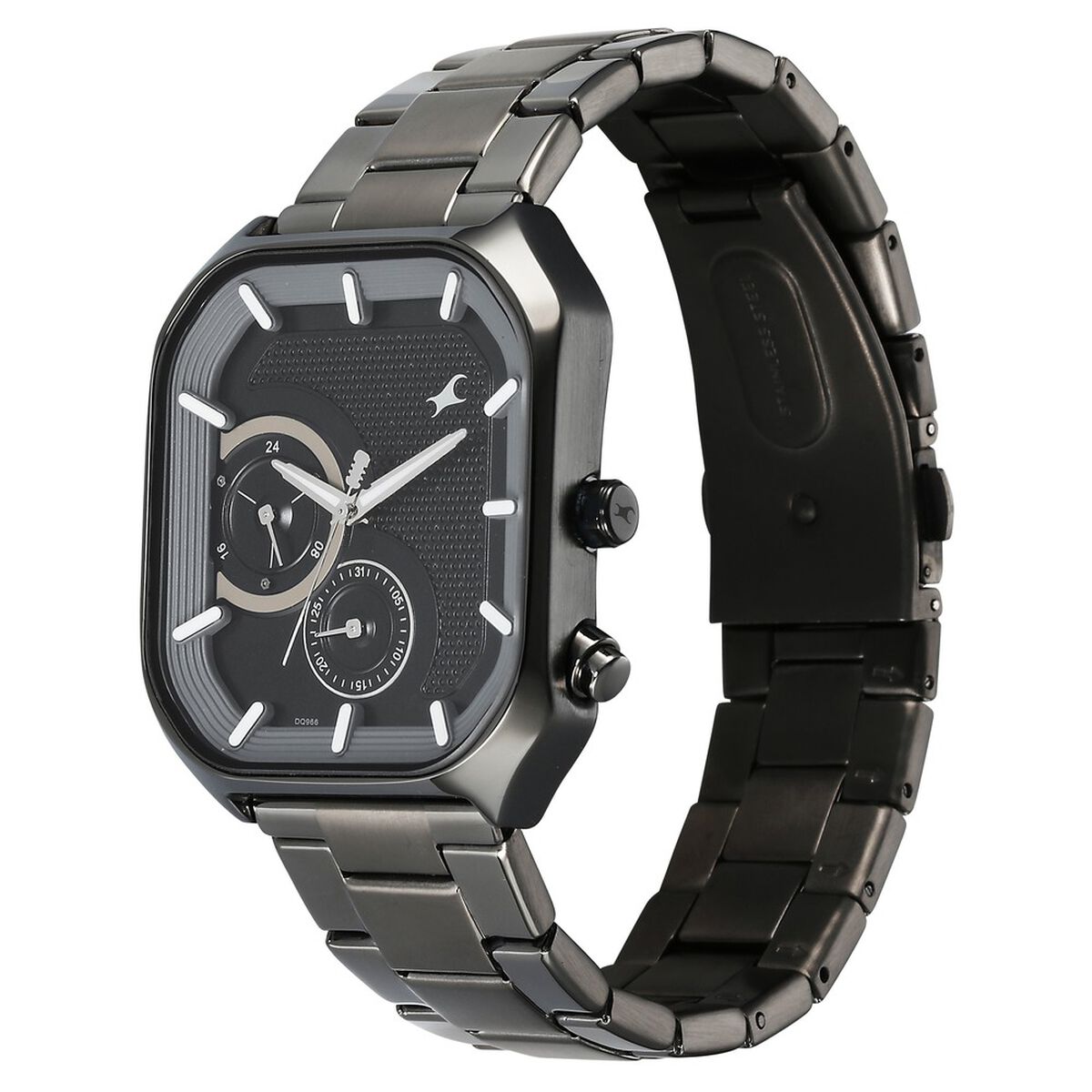 Fastrack Groove Multifunction Black Dial Metal Strap Guy's Watch with Lume indices 5