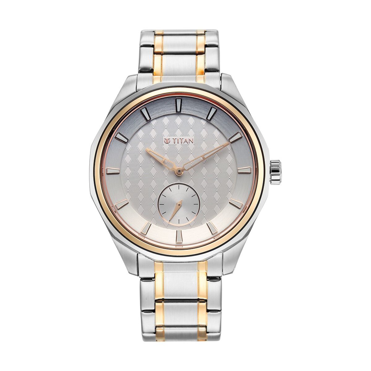 Titan Regalia Opulent Offset Second Hand White Dial Rose Gold Bimetal Strap Watch For Men 2