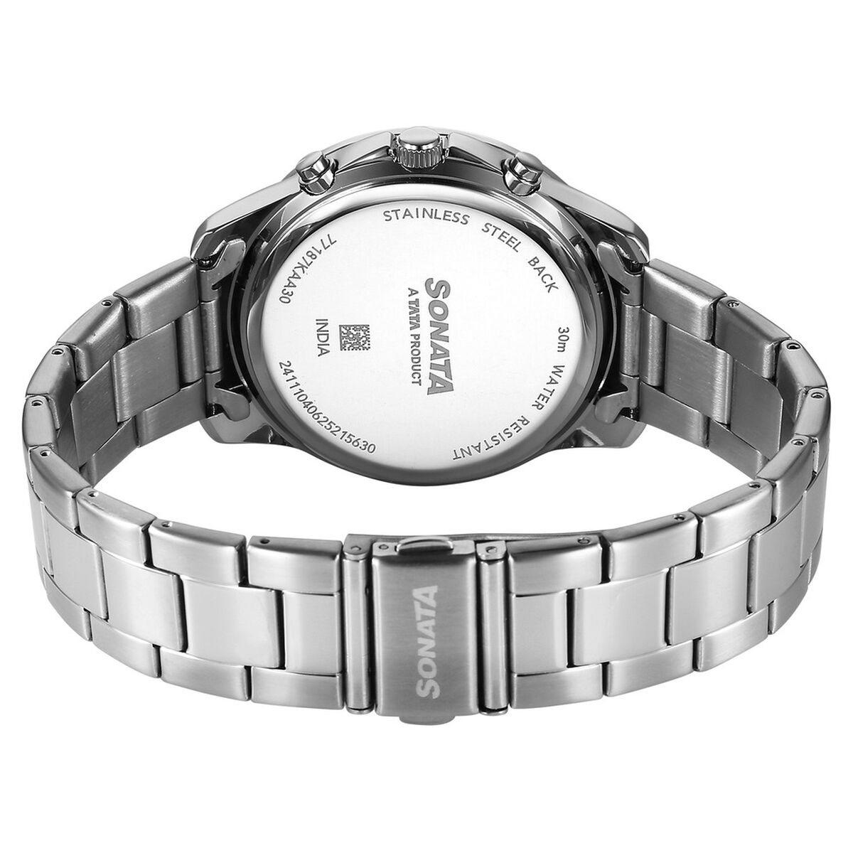 Sonata Chronos Quartz Analog with Date Blue Dial Silver Colour Stainless Steel Strap Watch For Men 5