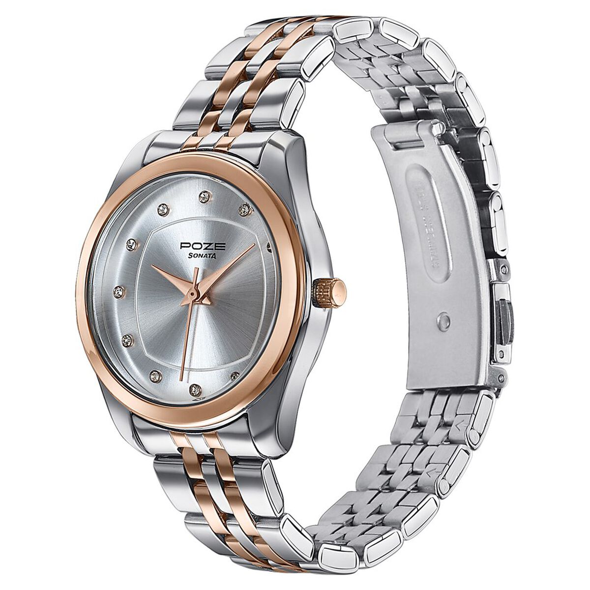 Poze By Sonata Quartz Analog Silver Dial Two Toned Metal Strap Watch For Women 5