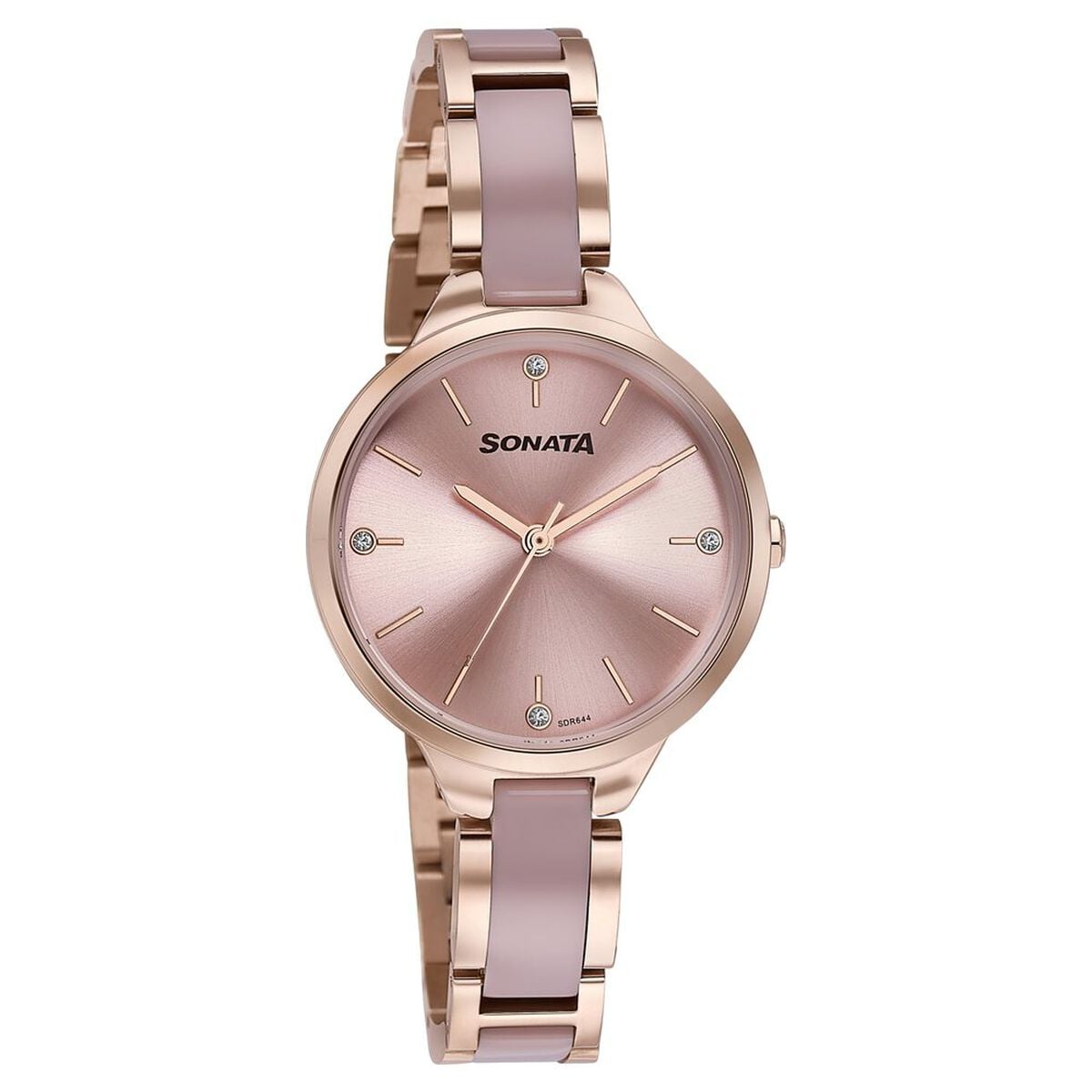 Sonata Wedding Edit Quartz Analog Pink Dial Stainless Steel With Acetate Strap Watch For Women 3