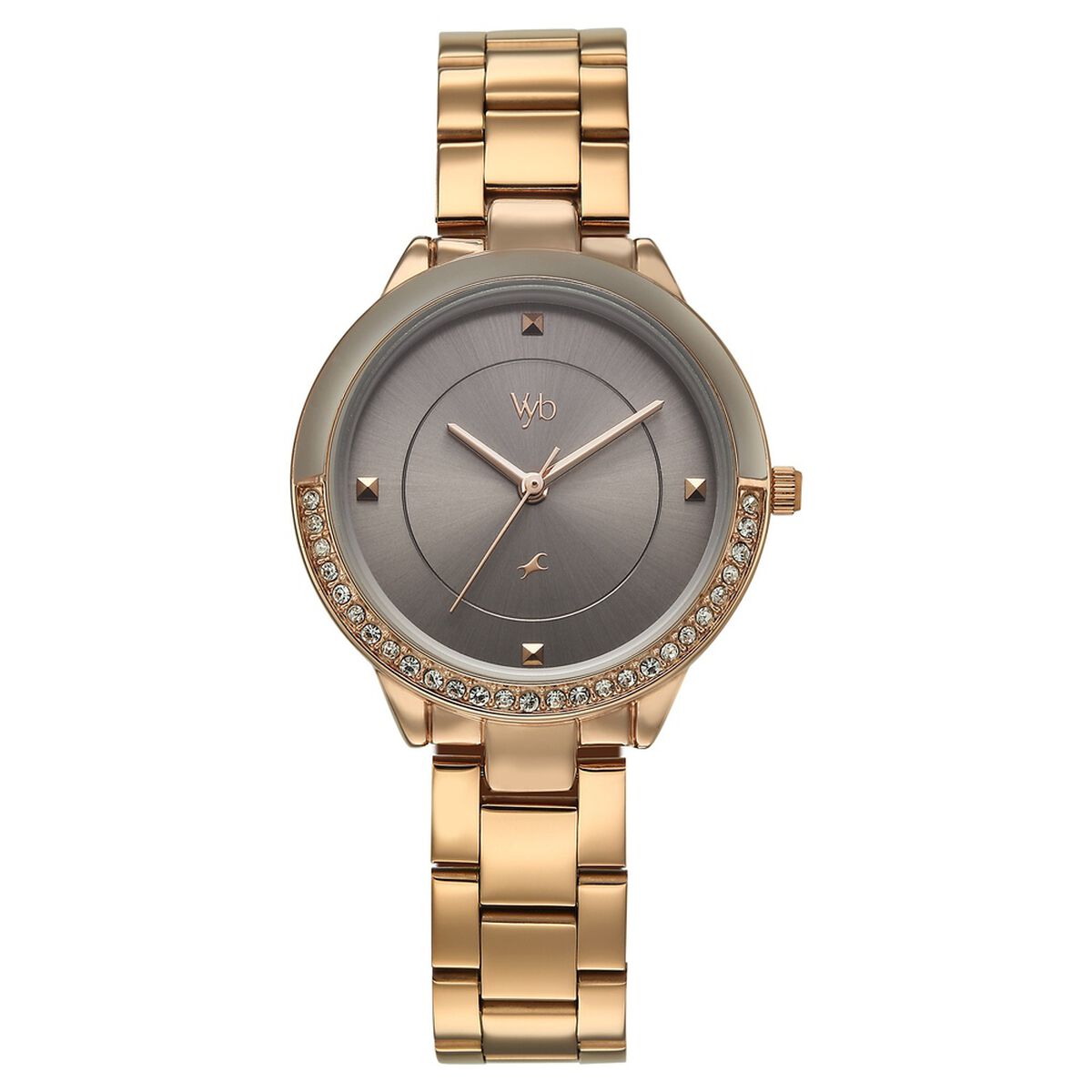 Vyb Eclipse By Fastrack Quartz Analog Grey Dial Rose Gold Stainless Steel Strap Watch For Girls 2