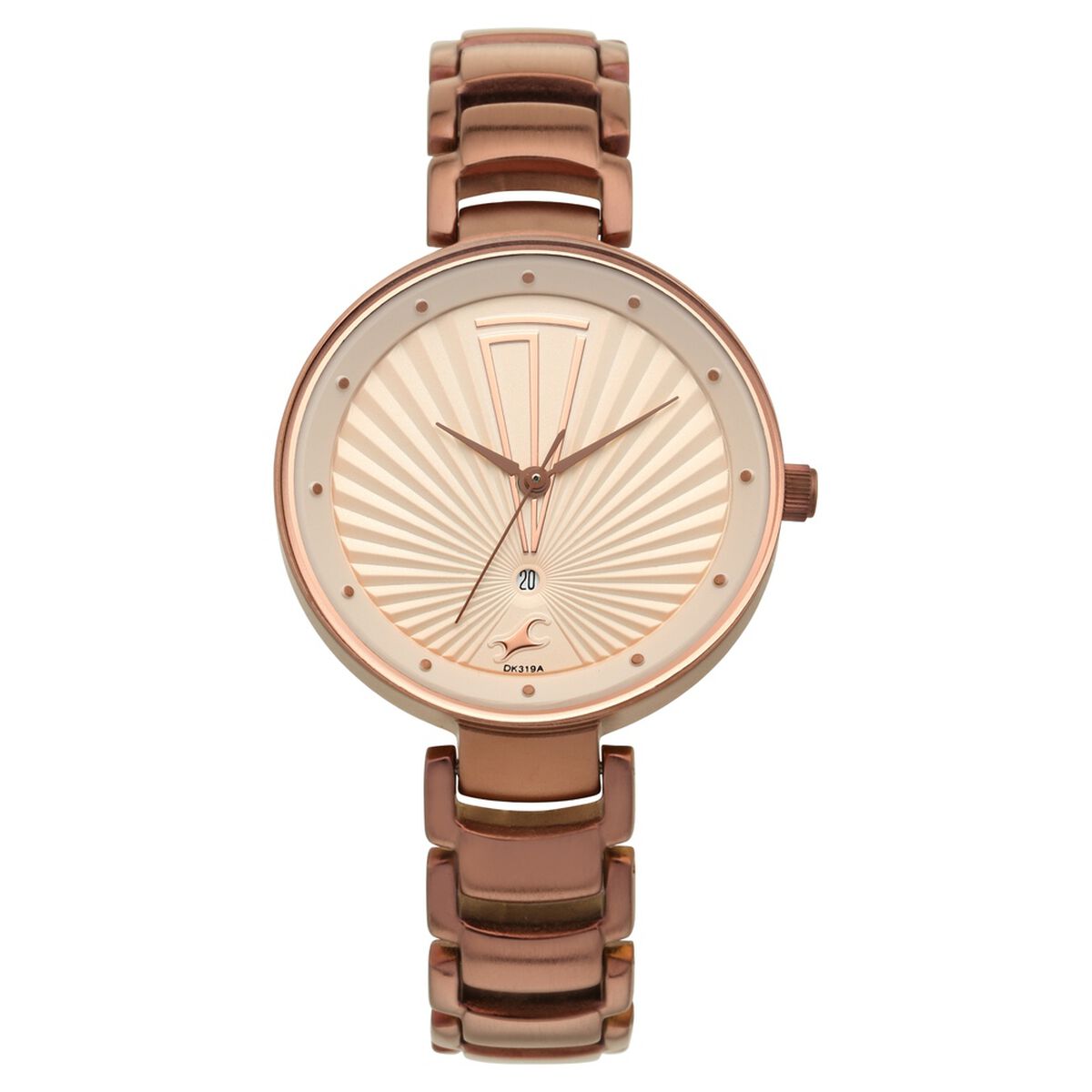 Fastrack Ruffles Quartz Analog with Date Beige Dial Stainless Steel Strap Watch for Girls 2