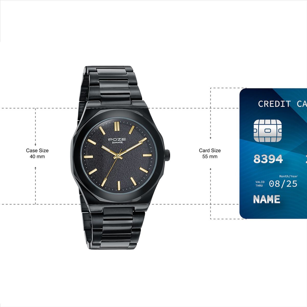 Sonata Poze Quartz Analog Black Dial Black Colour Stainless Steel Strap Watch For Men 4
