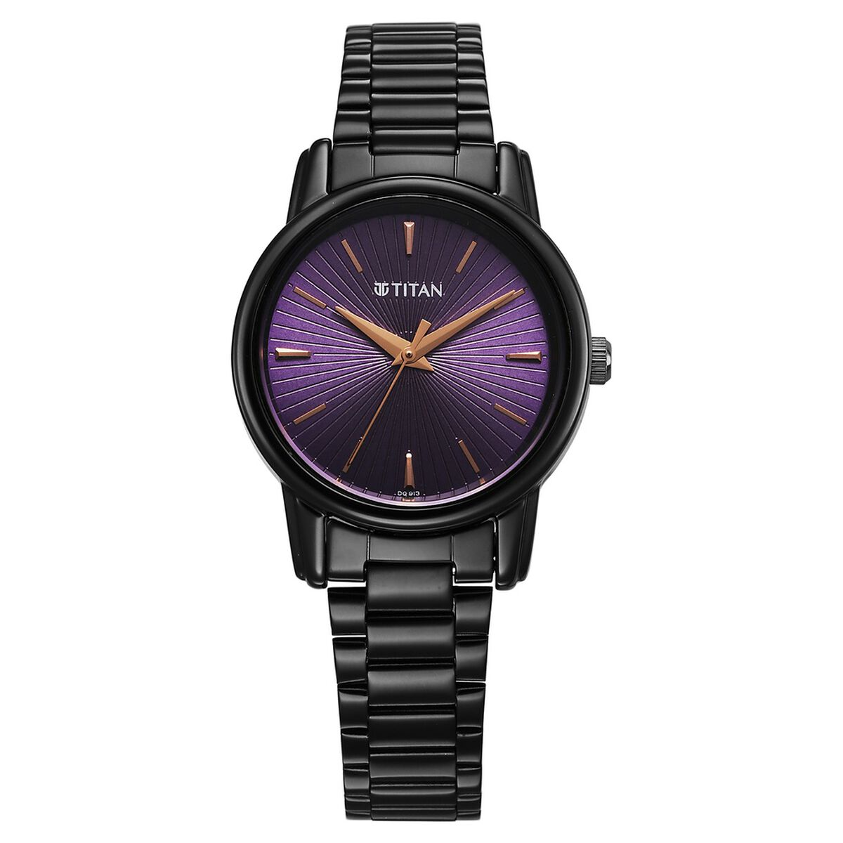 Titan Karishma Quartz Analog Purple Dial Black Stainless Steel Strap Watch For Women 2