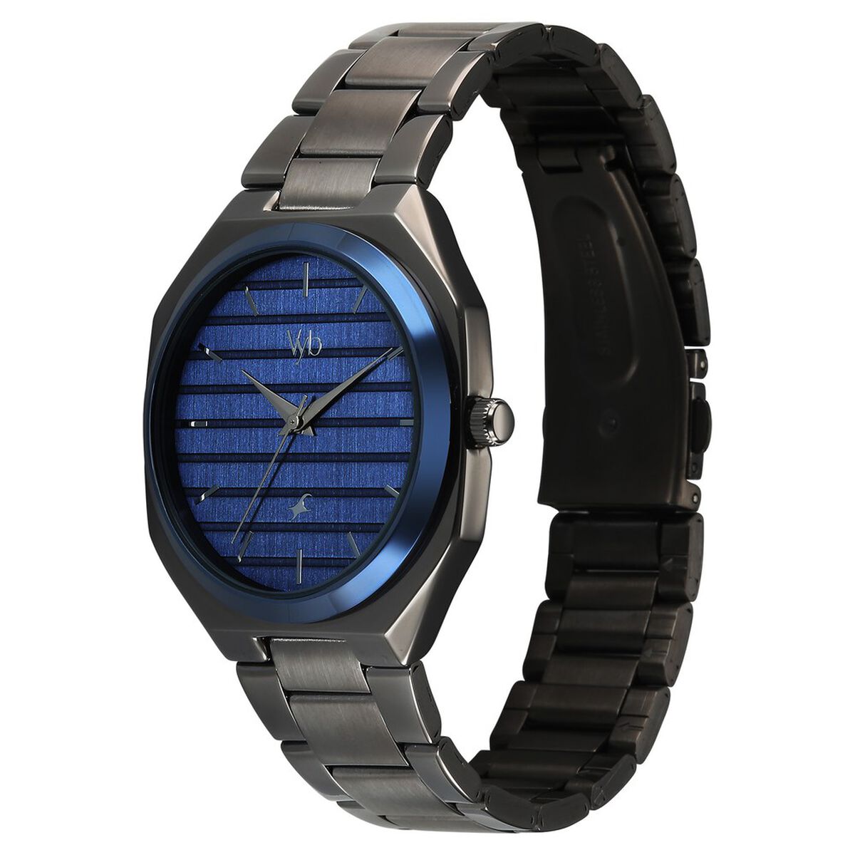 Vyb Horizon By Fastrack Quartz Analog Blue Dial Grey Stainless Steel Strap Watch For Guys 5