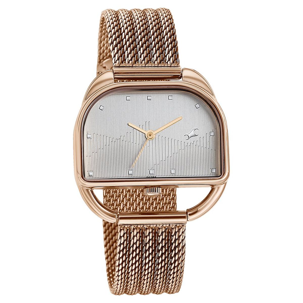 Fastrack Style Up Quartz Analog Silver Dial Rose Gold Stainless Steel Strap Watch For Girls 2