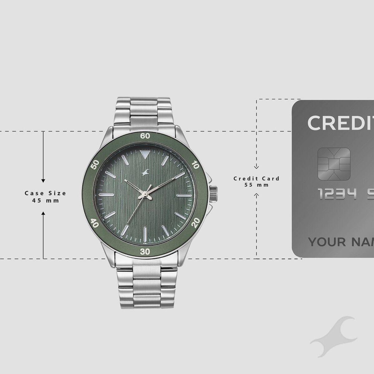 Fastrack Stunners Quartz Analog Green Dial Brown Stainless Steel Strap Watch For Guys 4