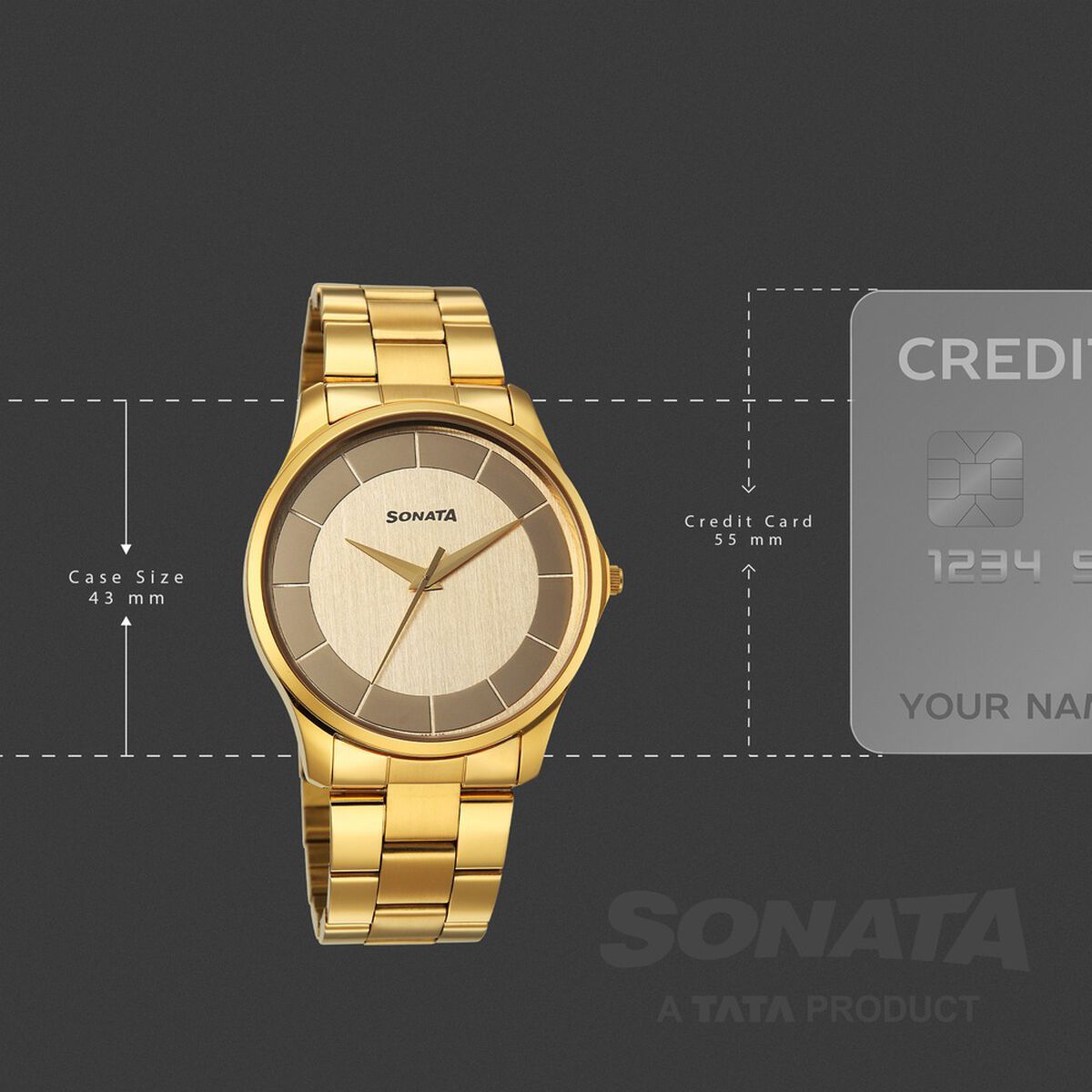 Sonata Traditional Essentials Quartz Analog Multicoloured Dial Golden Metal Strap Watch For Men 4