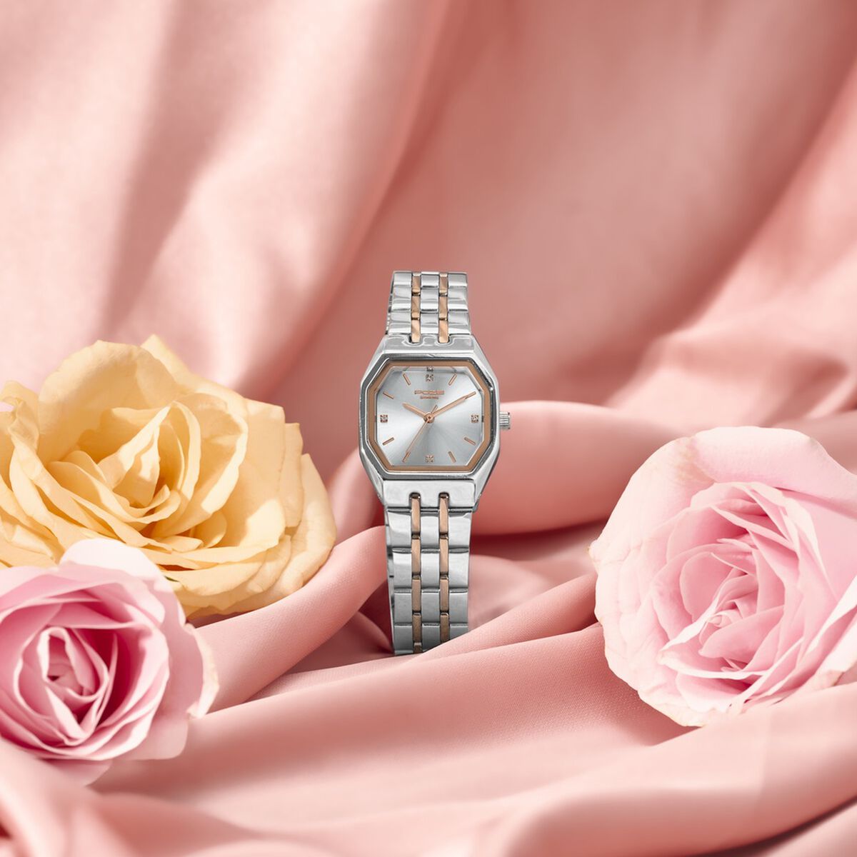 Poze By Sonata Quartz Analog Silver Dial Two Toned Metal Strap Watch For Women 1