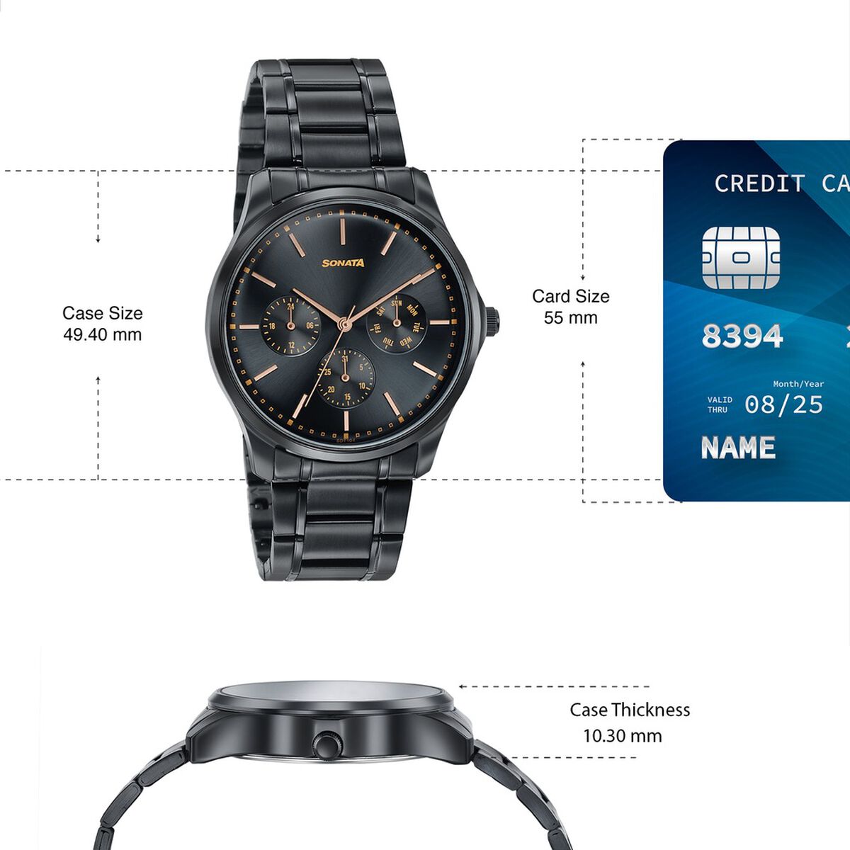 Sonata Men's Work Wear black Watch - Premium Multifunction design for everyday style 4