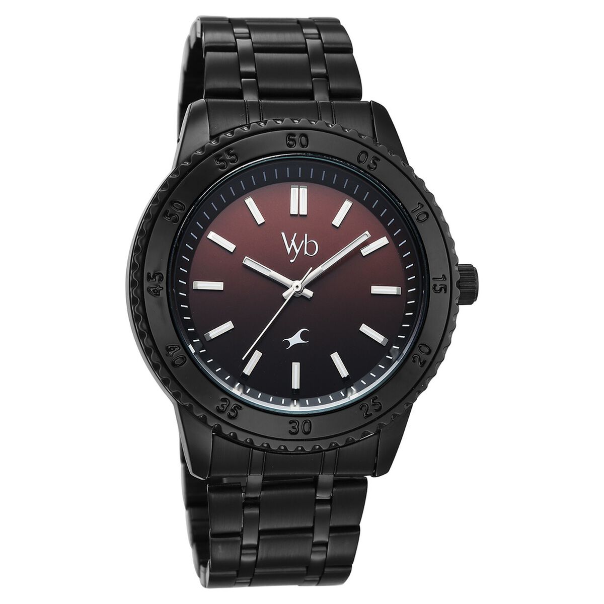 Vyb Quest By Fastrack Quartz Analog Multicoloured Dial Black Stainless Steel Strap Watch For Guys 3