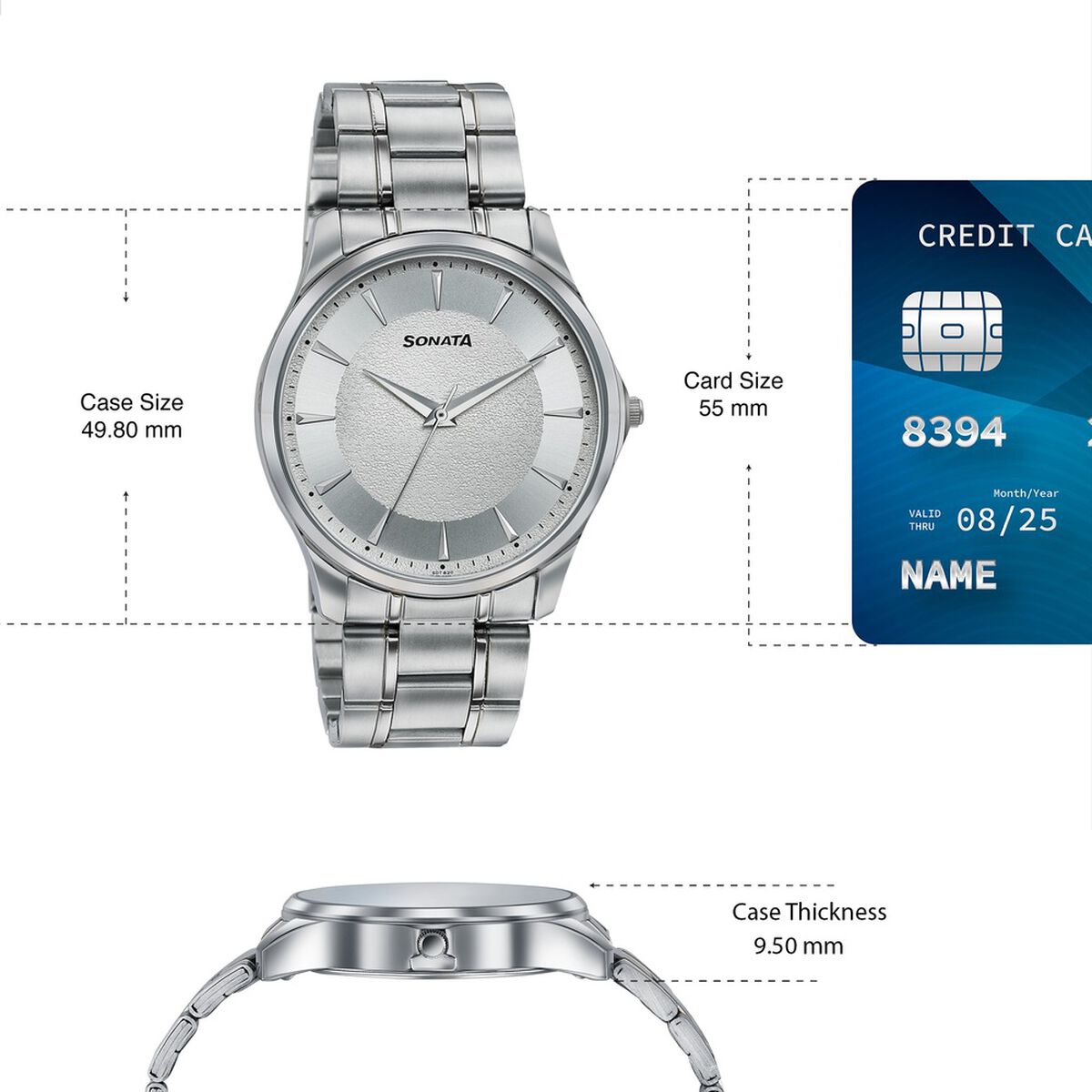 Sonata Traditional Essentials Silver Dial Stainless Steel Strap Watch 4