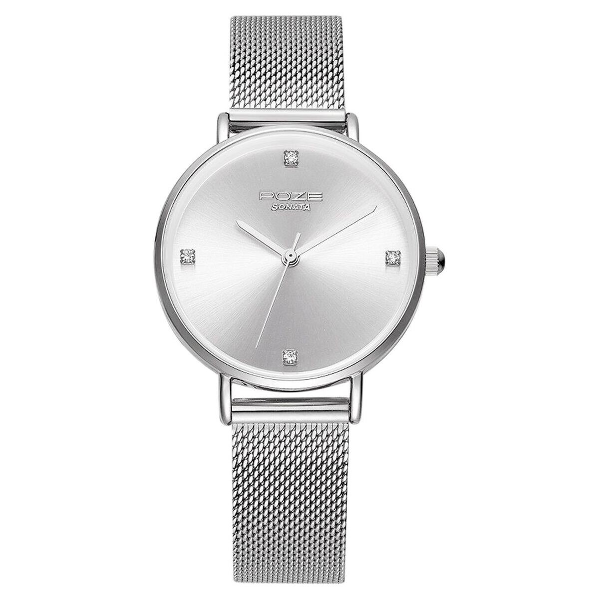 Poze by Sonata Quartz Analog Silver Dial Stainless Steel Strap Watch for Women 1