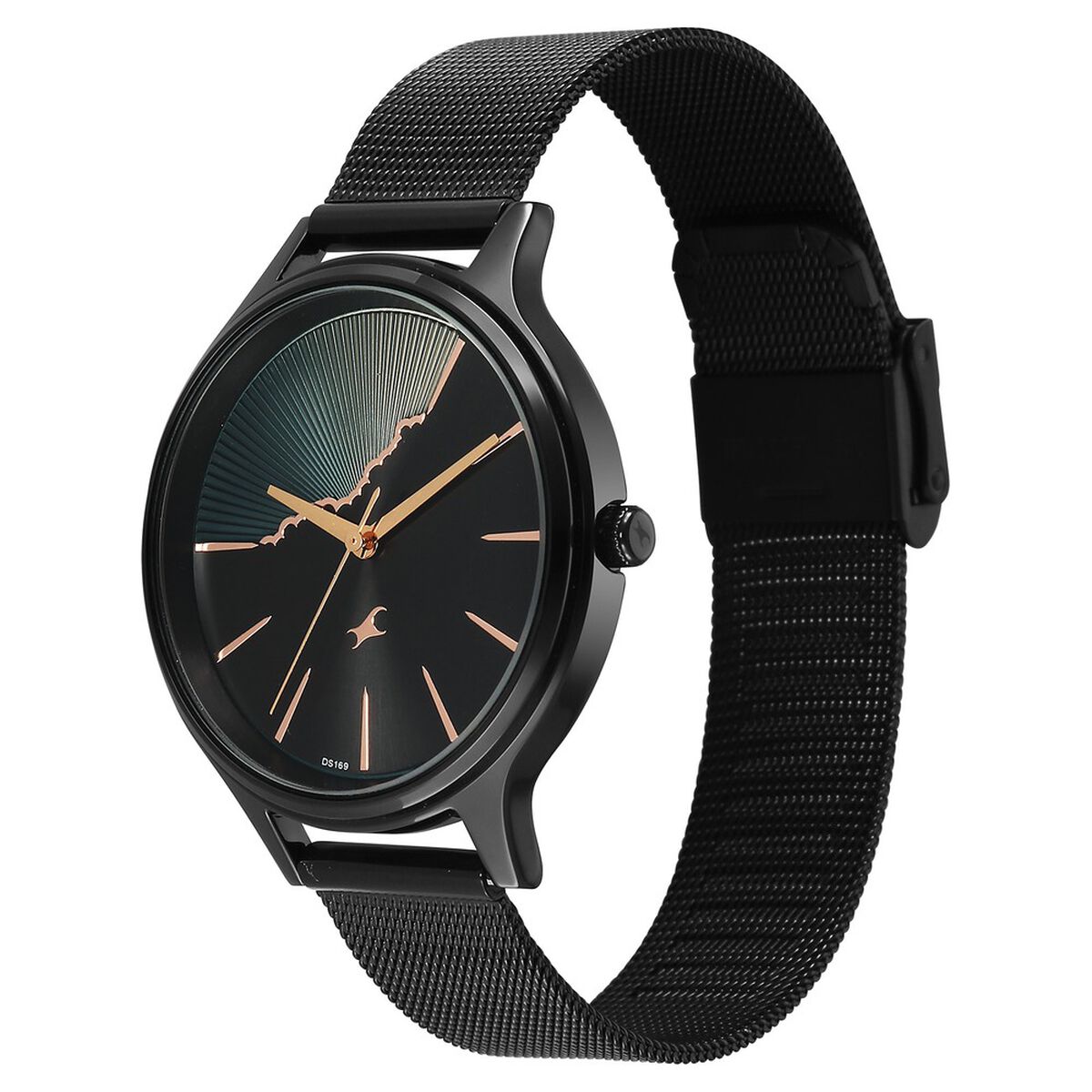 Fastrack Style Up Quartz Analog Black Dial Black Colour Stainless Steel Strap Watch For Girls 3