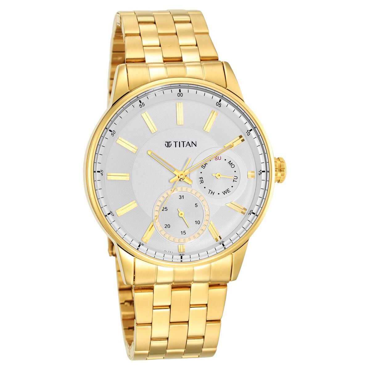 Titan Quartz Analog White Dial Stainless Steel Strap Watch for Men 2
