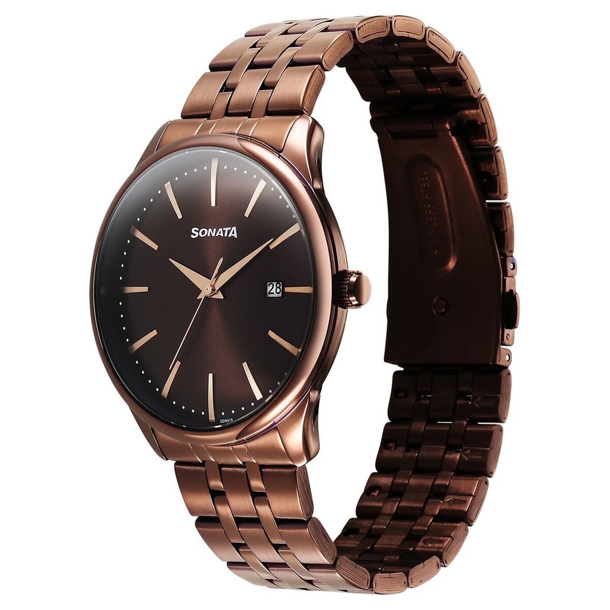Sonata Eternia Quartz Analog with Date Brown Dial Metal Strap Watch For Men 2