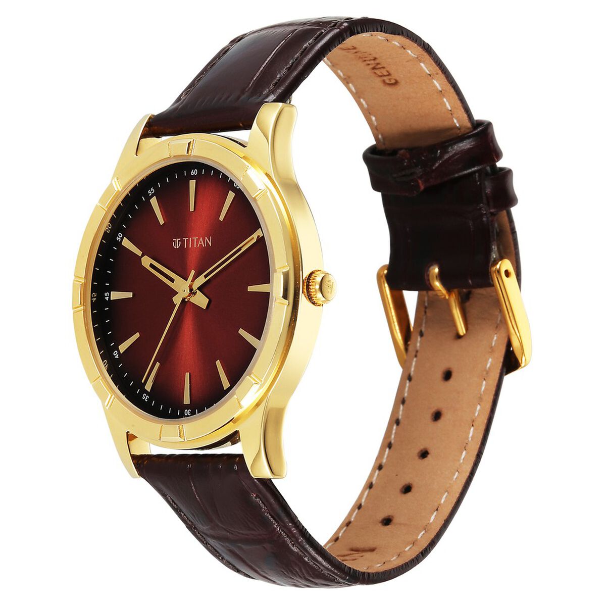 Titan Karishma Festive Analog with Mahogany Brown Dial Brown Leather Strap Watch for Men 5