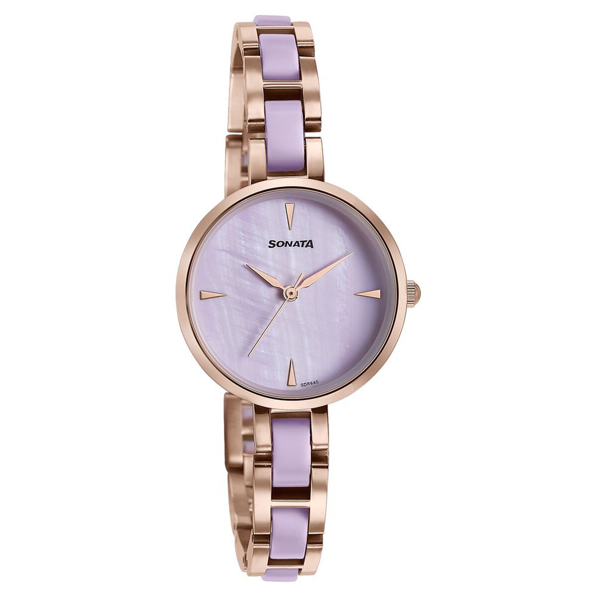 Sonata Wedding Edit Quartz Analog Purple Dial Stainless Steel With Acetate Strap Watch For Women 3