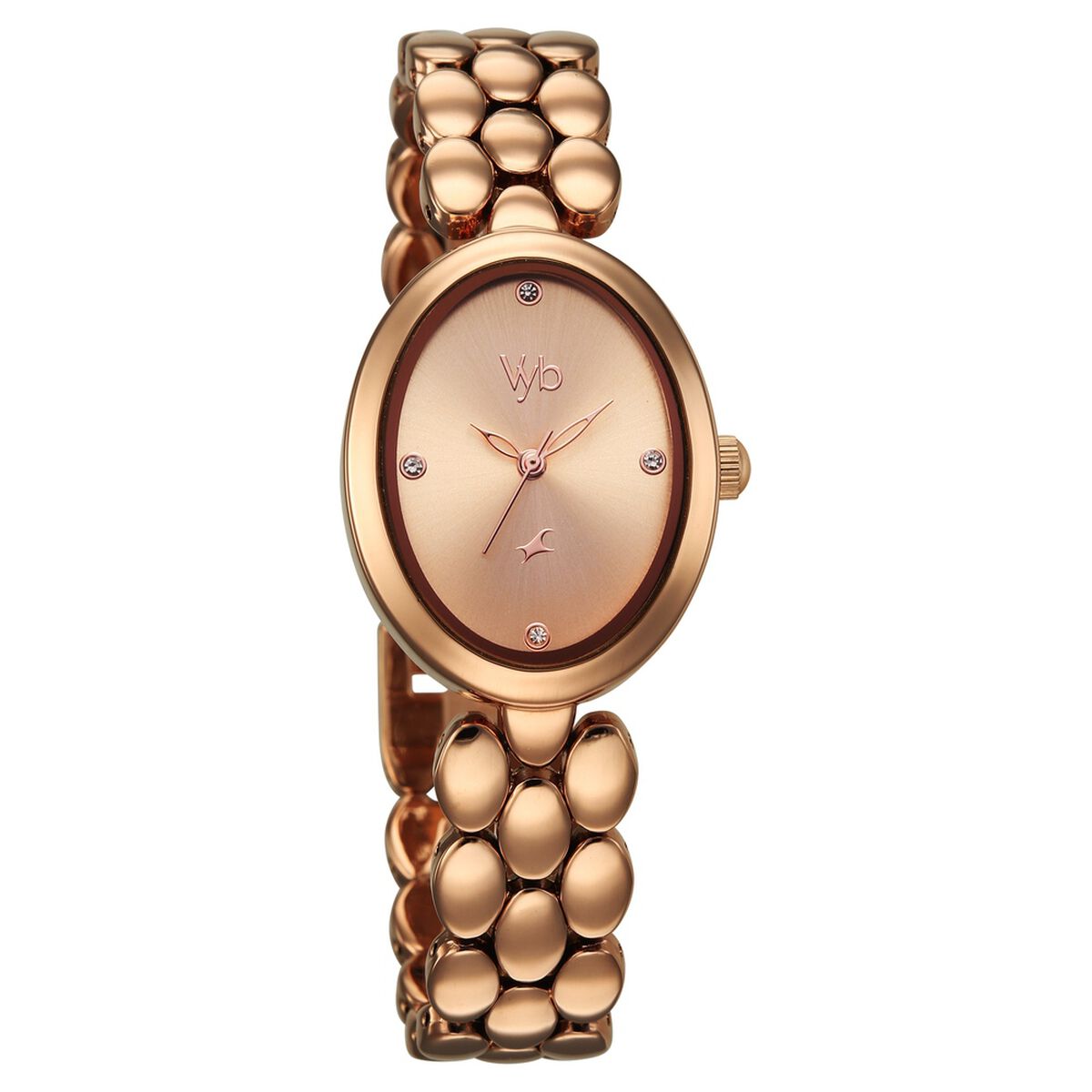 Vyb Enigma By Fastrack Quartz Analog Rose Gold Dial Rose Gold Metal Strap Watch For Girls 2