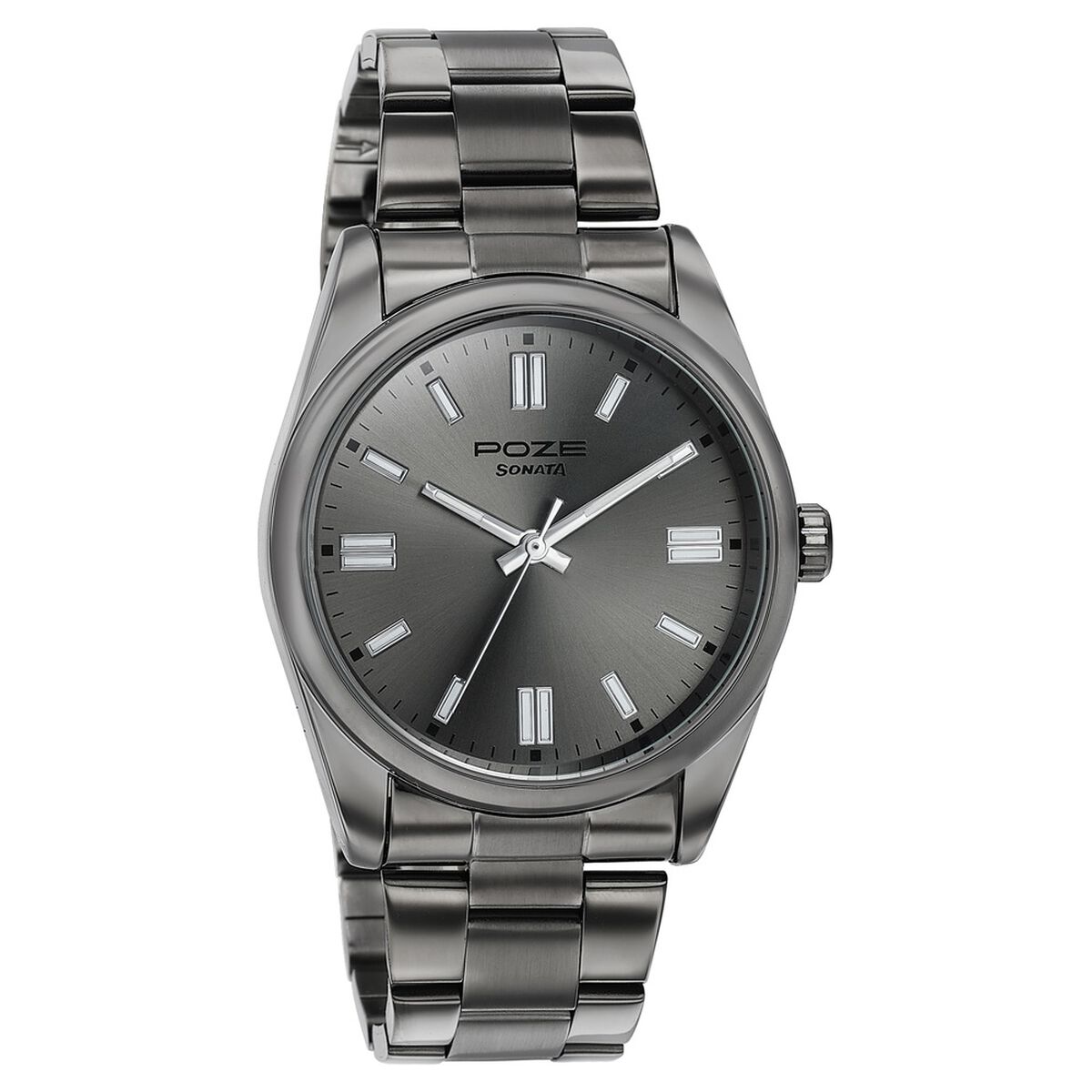 Sonata Poze Quartz Analog Grey Dial Grey Stainless Steel Strap Watch For Men 3