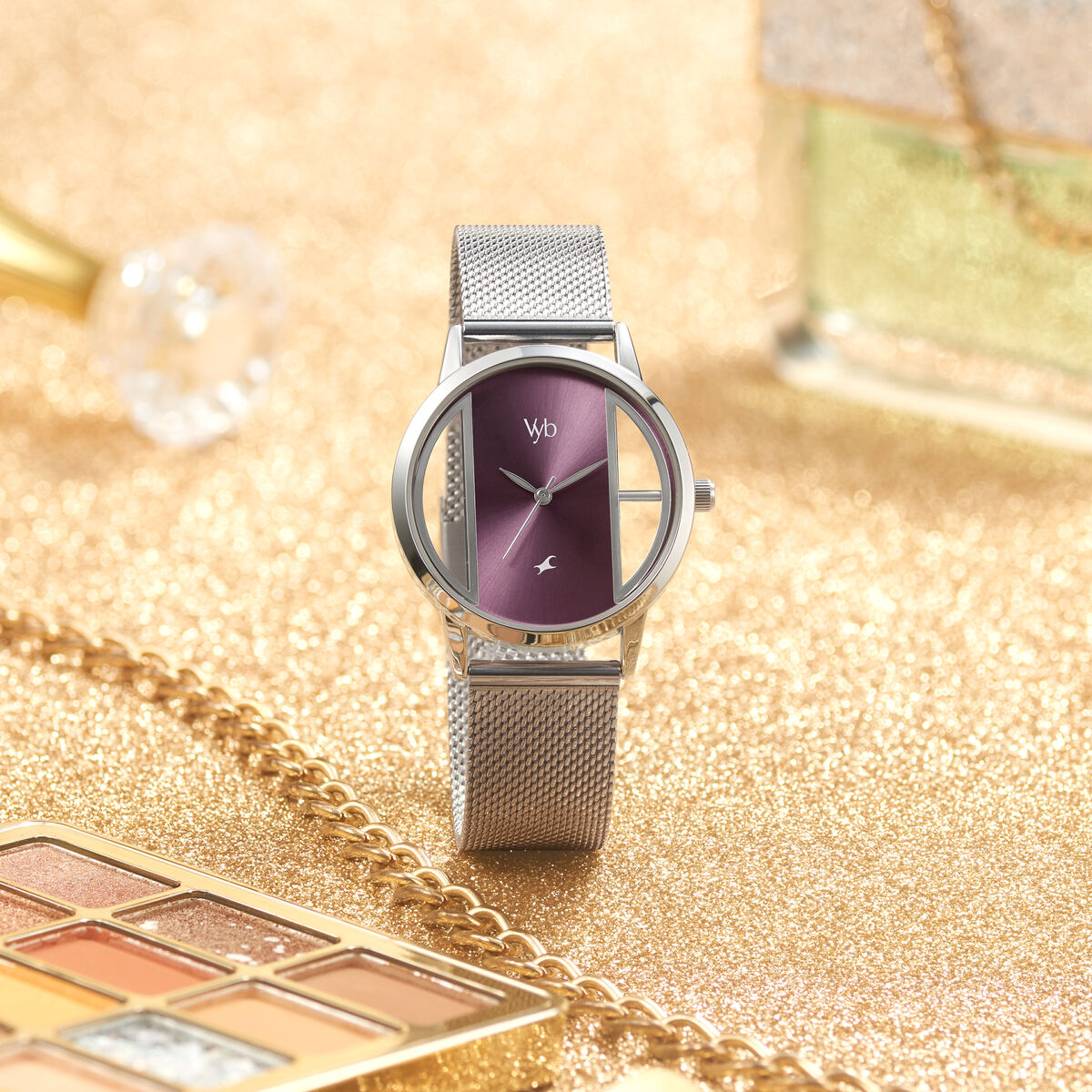 Fastrack Vyb Runway Quartz Analog Purple Dial Stainless Steel Strap Watch for Girls 3