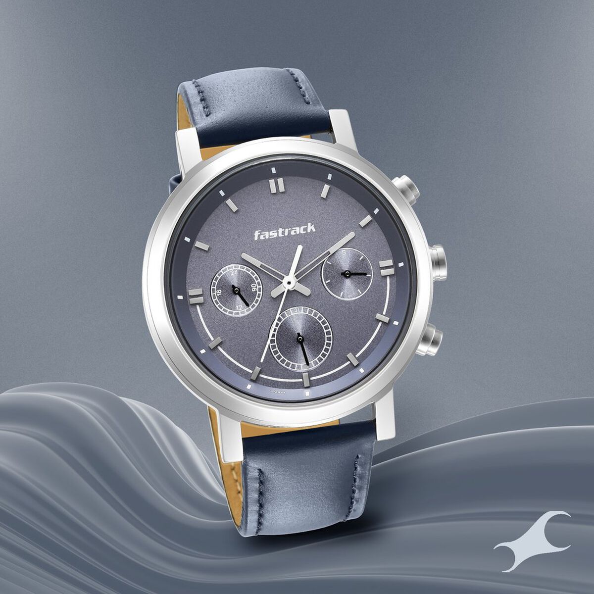 Fastrack Tick Tock Quartz Multifunction Blue Dial Leather Strap Watch for Guys 1