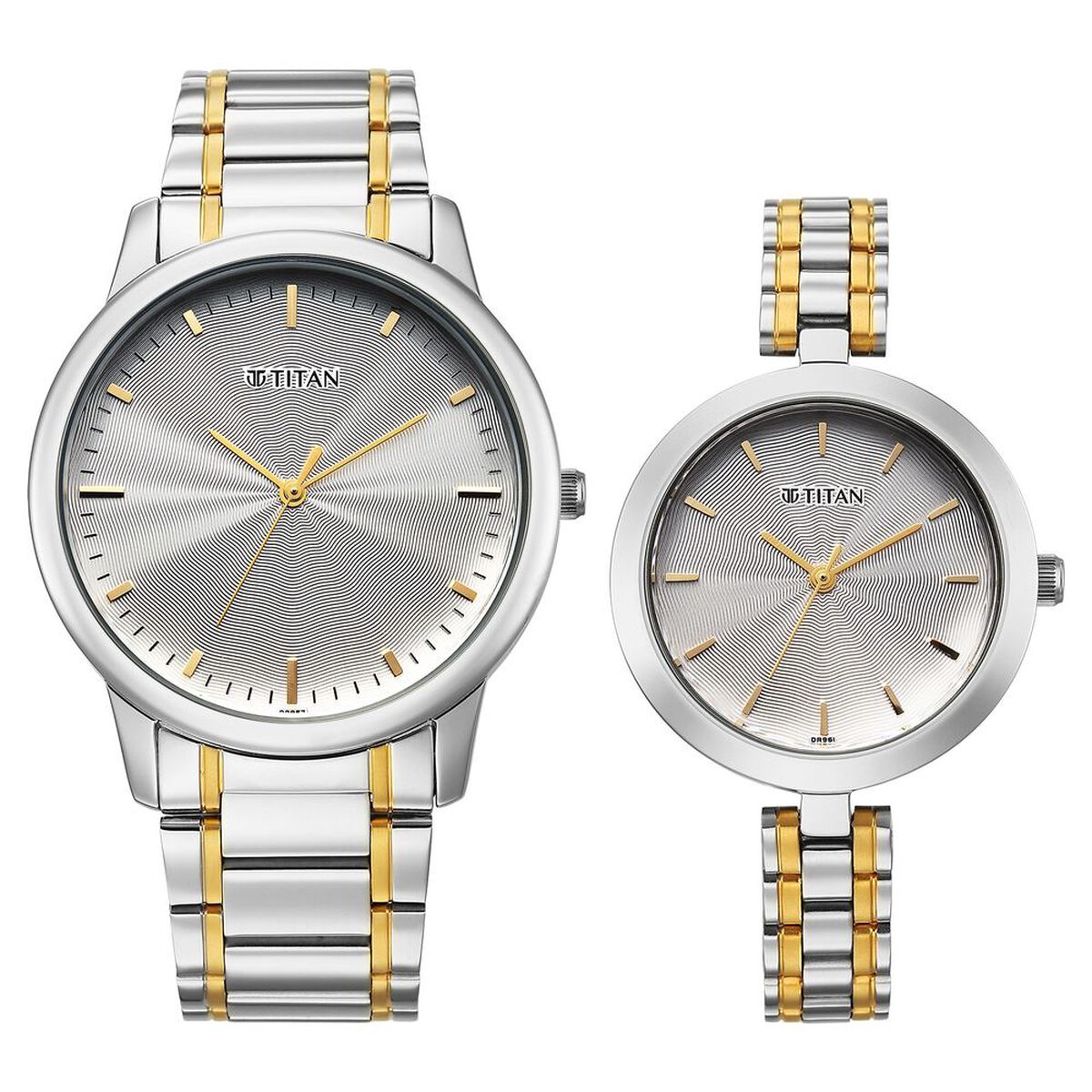 Titan Bandhan Eternal Pair Analog with Silver Dial Dual Tone Stainless Steel Strap Watch for Couples 1