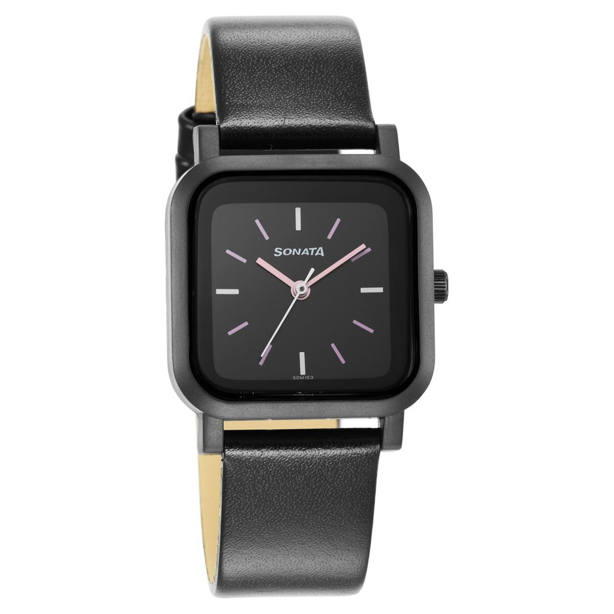 Sonata Pop Black Dial Women Watch With Leather Strap 1