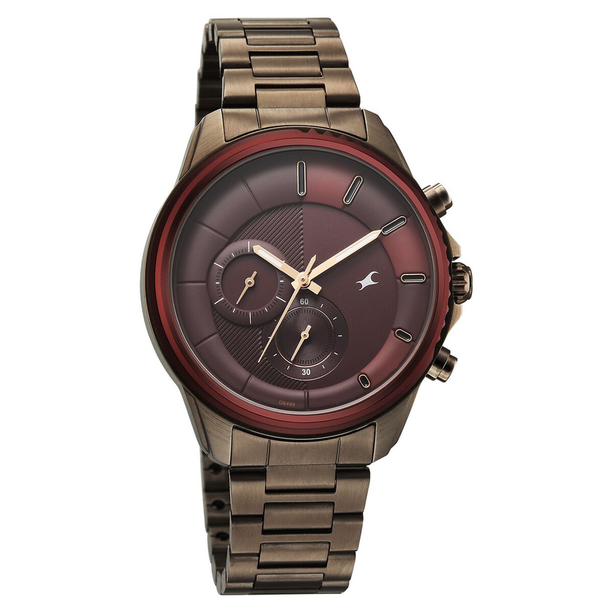 Fastrack Wild Quartz Chronograph Maroon Dial Chrome K Stainless Steel Strap Watch For Guys 5