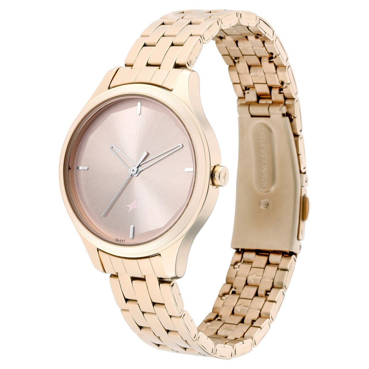 Fastrack Stunners Quartz Analog Rose gold Dial Metal Strap Watch for Girls 4