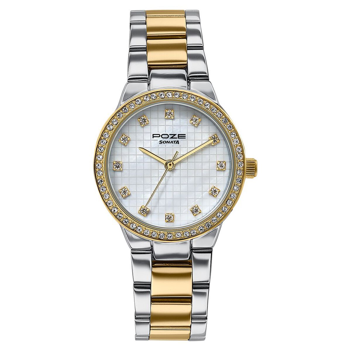 Sonata Poze Quartz Analog White Dial Two Toned Colour Stainless Steel Strap Watch For Women 3