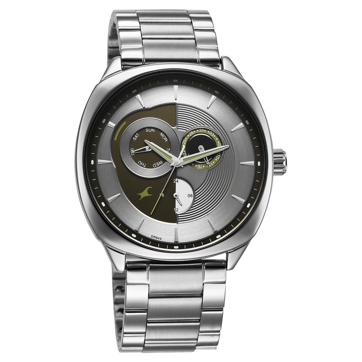 Fastrack Tick Tock Quartz Multifunction Silver Dial Stainless Steel Strap Watch For Guys 2
