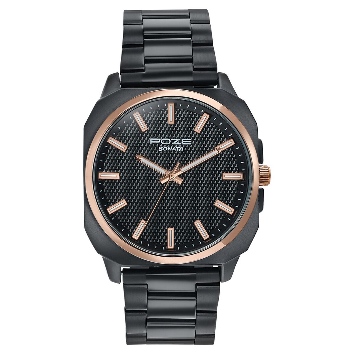 Sonata Poze Quartz Analog Black Dial Black Metal Strap Watch For Men 2