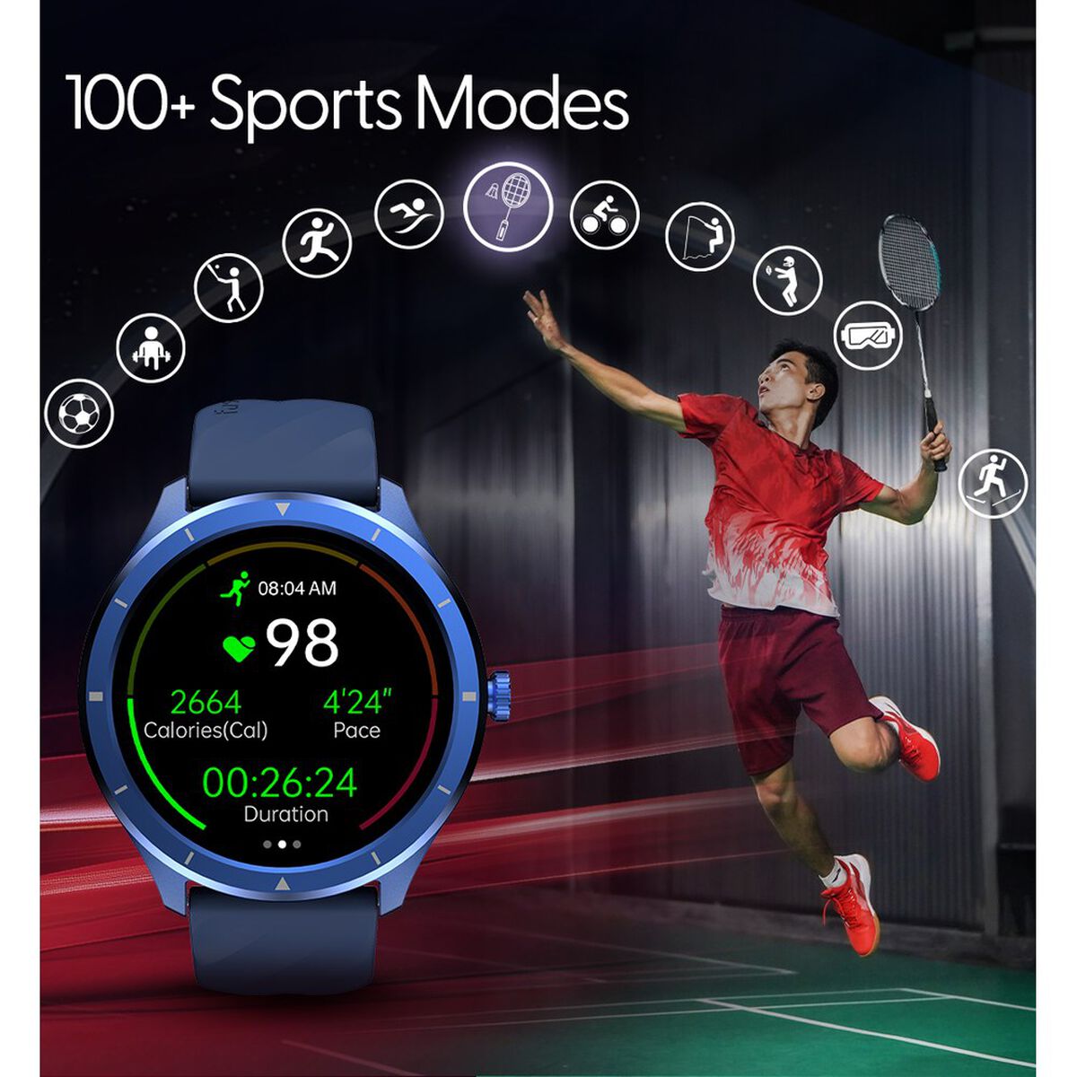 Fastrack Revoltt FR2 with 3.50 cm UltraVU Display, Advanced Blazing Fast UI, Working Crown, IP68 Smartwatch 4
