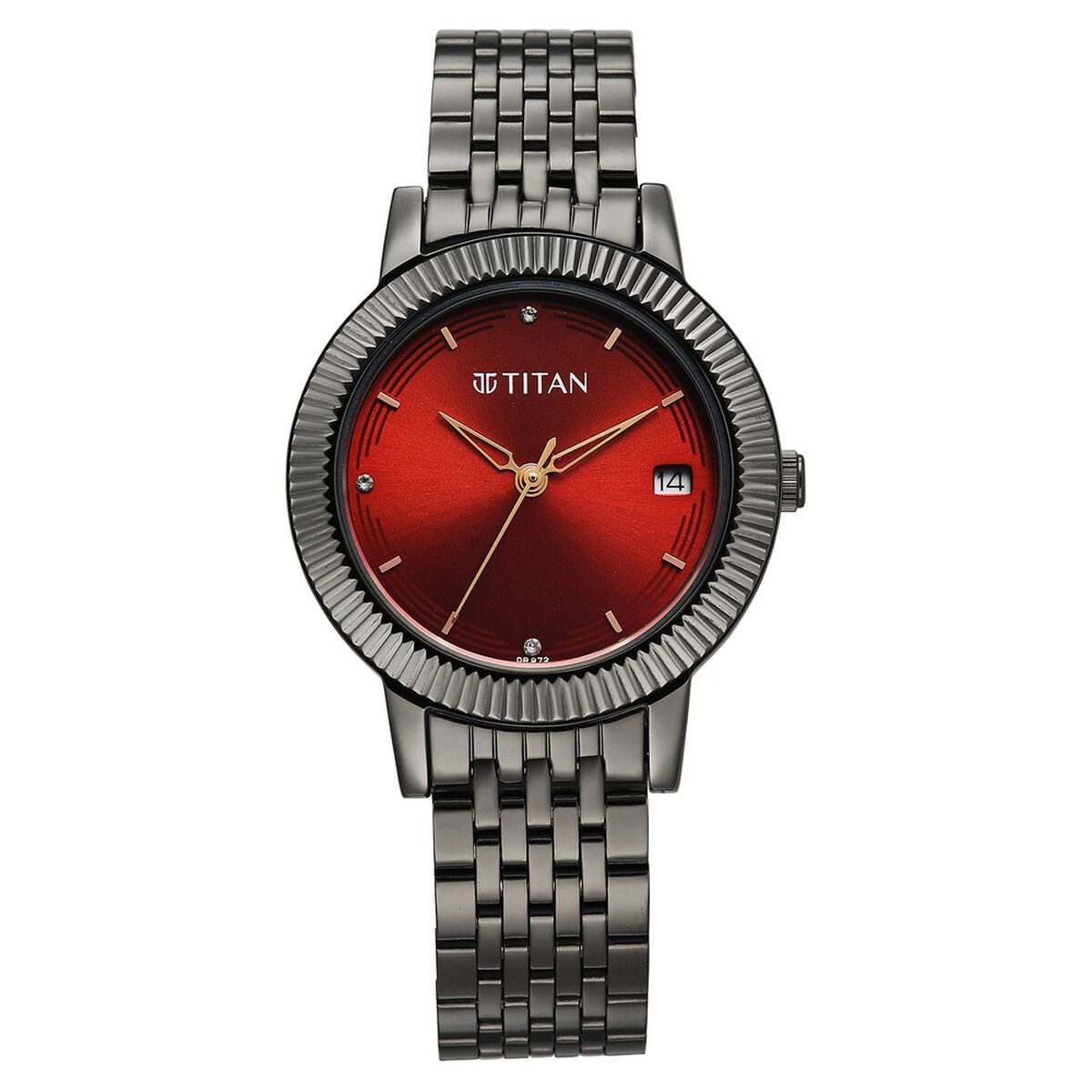 Titan Titan Karishma Quartz Analog Red Dial Grey Stainless Steel Strap Watch For Women 1