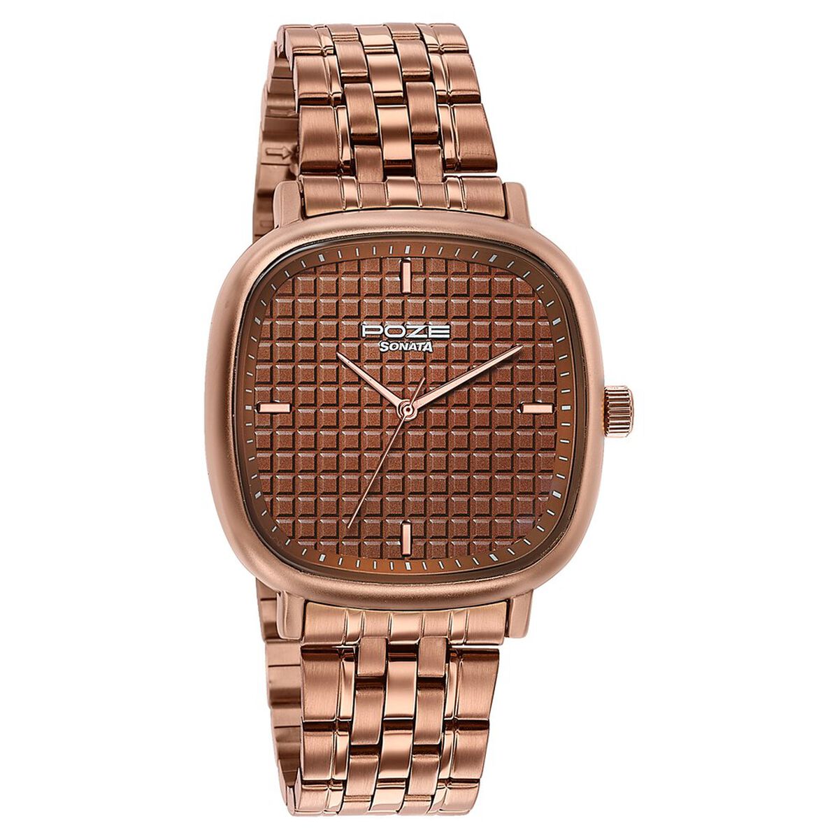 Sonata Poze Quartz Analog Brown Dial Brown Colour Stainless Steel Strap Watch For Men 2