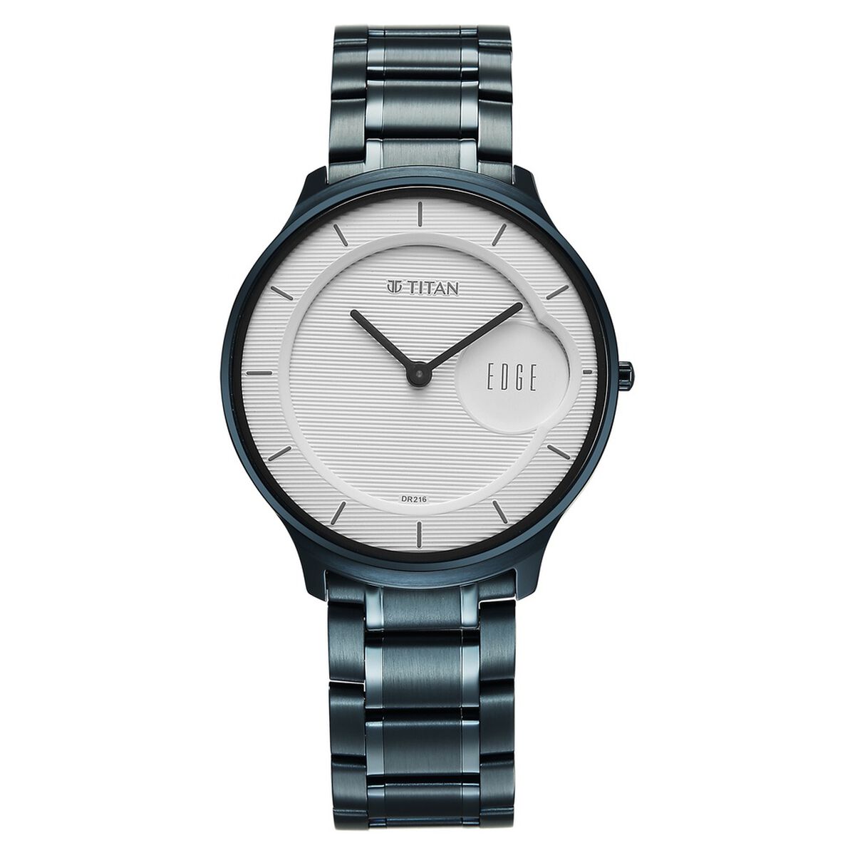Titan Edge Murals Quartz Analog White Dial Blue Stainless Steel Strap Watch For Men 1