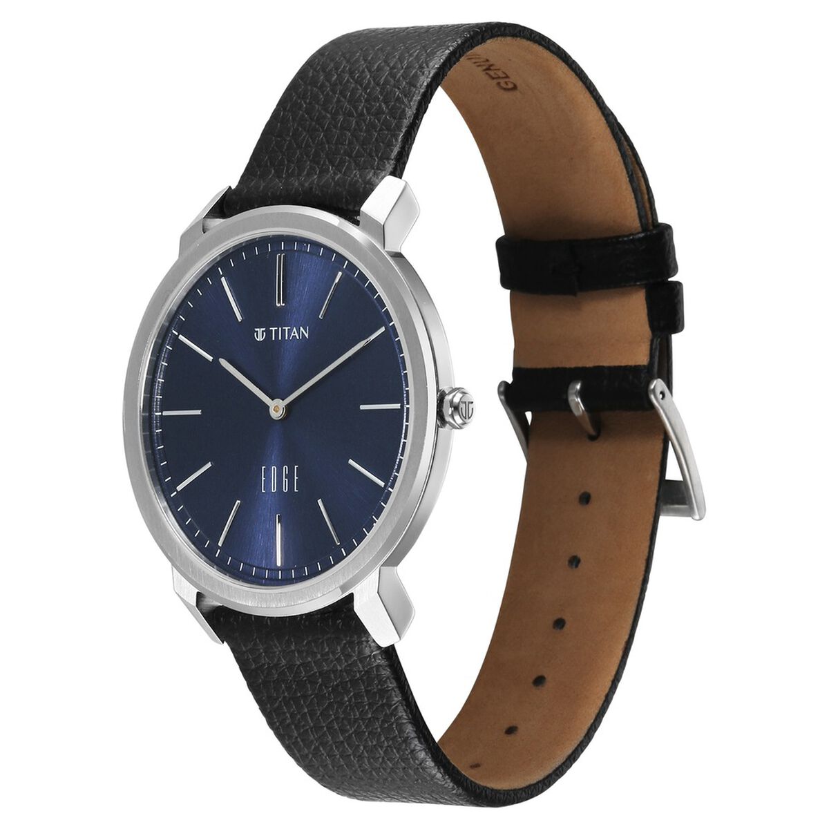 Edge Meister Quartz Analog Blue Dial Black Leather Strap Watch For Men 5