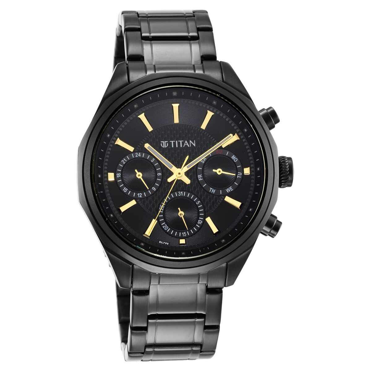 Titan Regalia Opulent Multifunction Black Dial Black Stainless Steel Strap Watch For Men 2