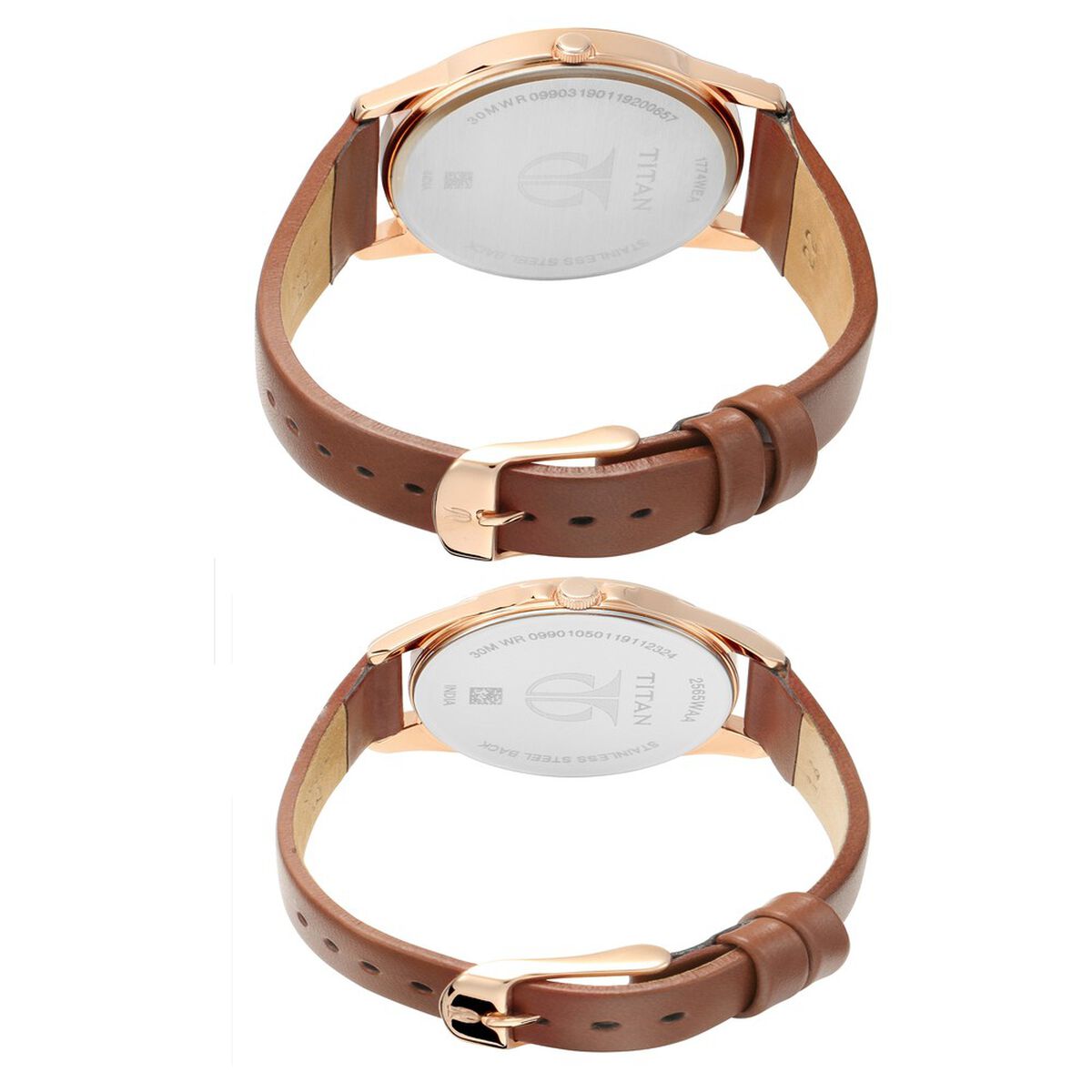 Titan Quartz Analog with Day and Date Silver Dial Leather Strap Watch for Couple 5
