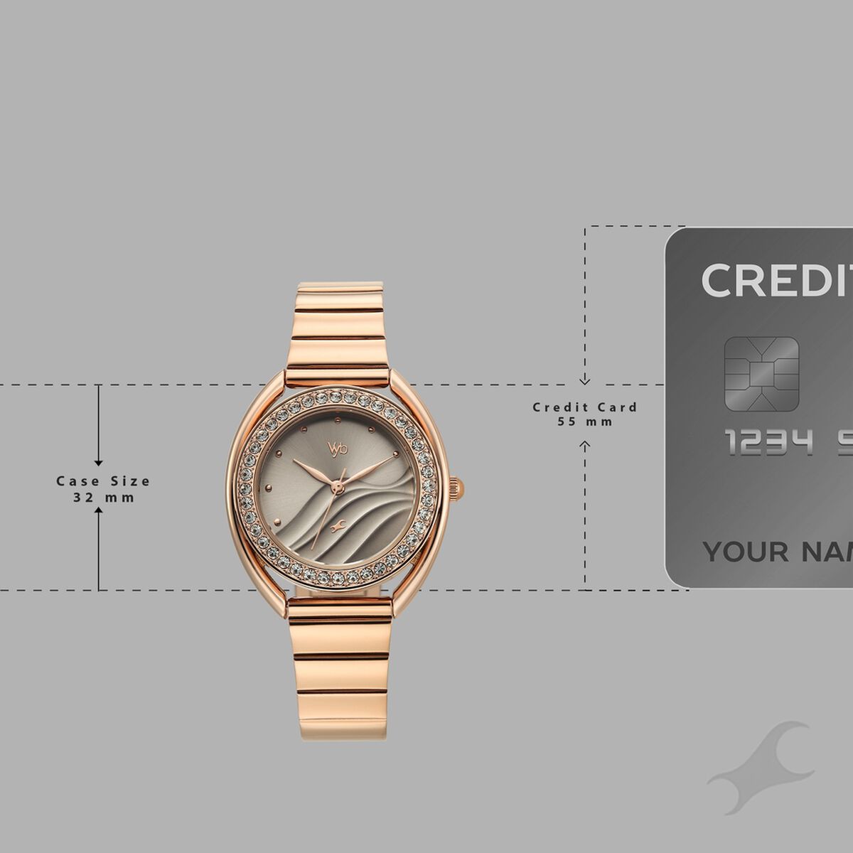 Vyb Eclipse By Fastrack Quartz Analog Grey Dial Rose Gold Stainless Steel Strap Watch For Girls 4