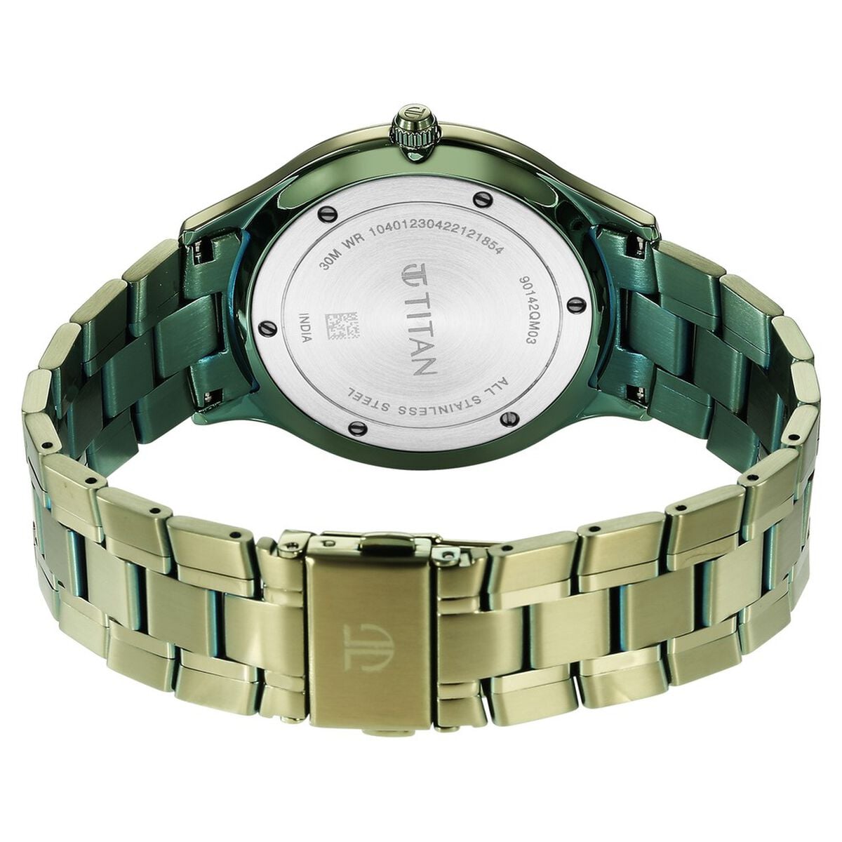 Titan Classique Slimline Green Dial Analog with Day and Date Stainless Steel Strap watch for Men 5