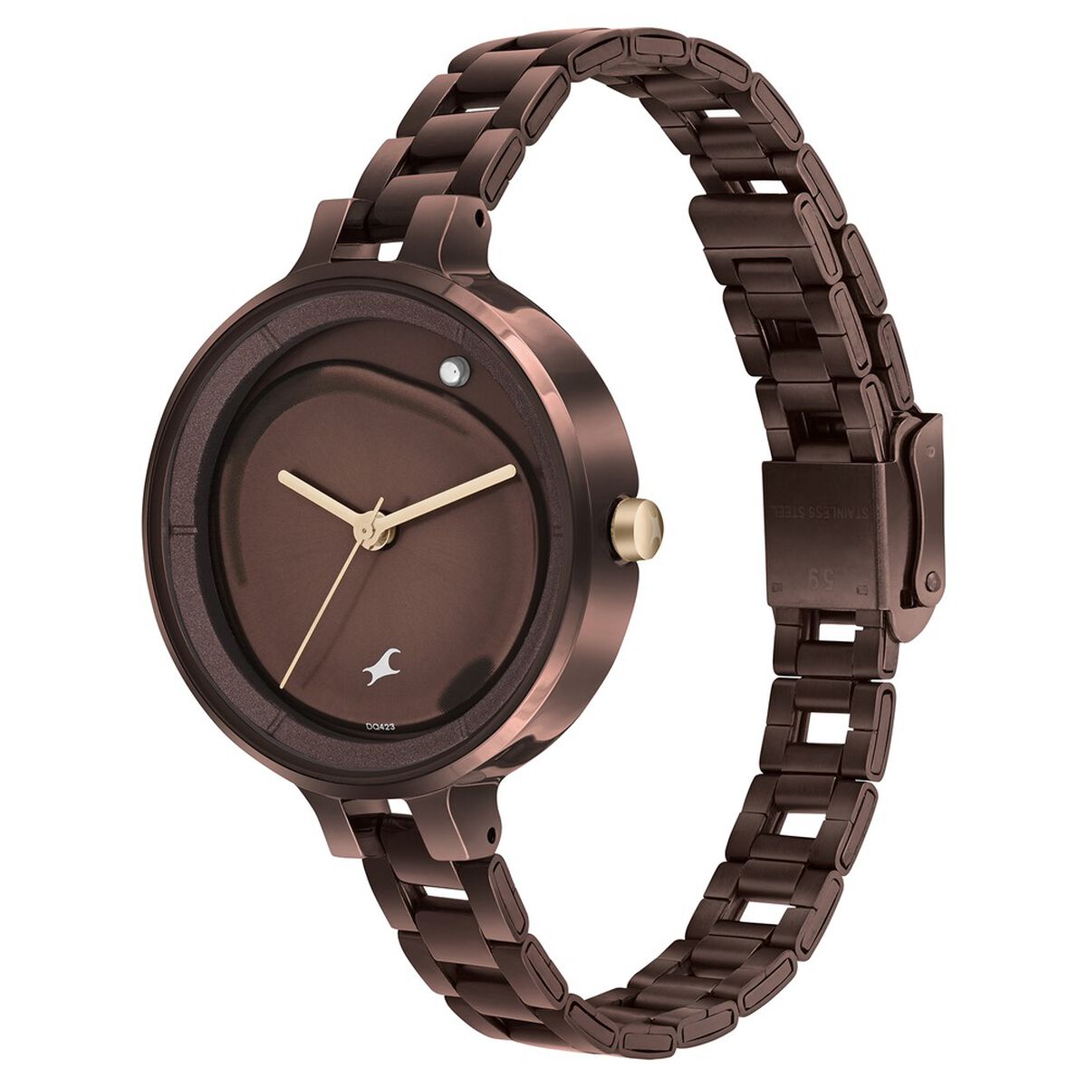 Fastrack MetaWe Quartz Analog Brown Dial Stainless Steel Strap Watch For Girls 3