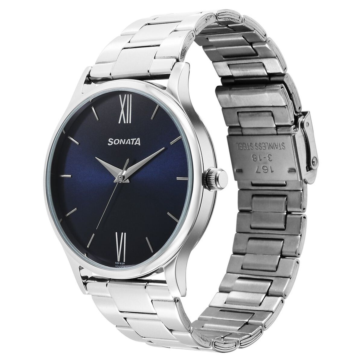 Sonata Aspire Quartz Analog Blue Dial Stainless Steel Strap Watch for Men 3