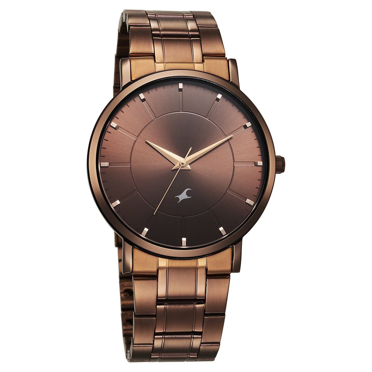 Fastrack Stunners X Quartz Analog Brown Dial Stainless Steel Strap Watch For Guys 2