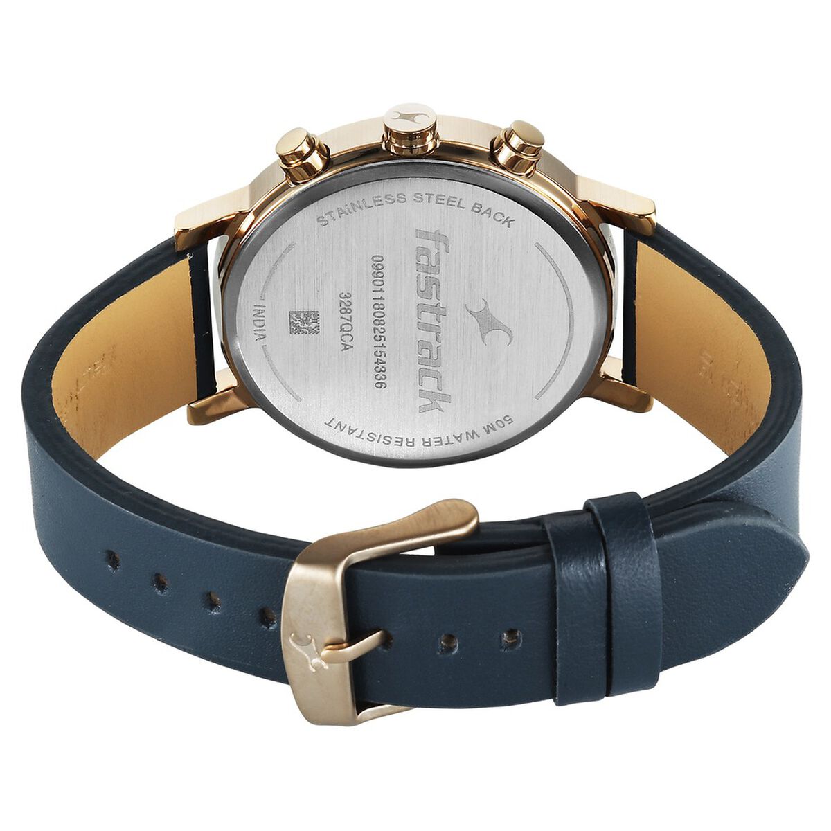 Fastrack Chrome K Quartz Multifunction Blue Dial Blue Leather Strap Watch For Guys 5