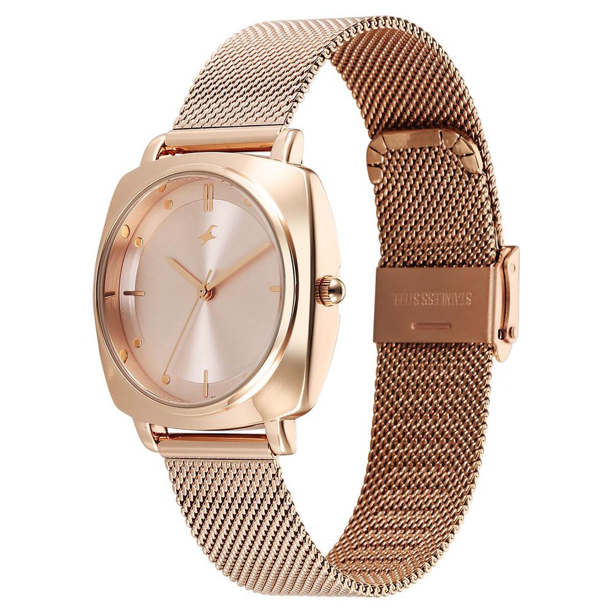 Fastrack Stunners X Quartz Analog Rose Gold Dial Stainless Steel Strap Watch For Girls 3