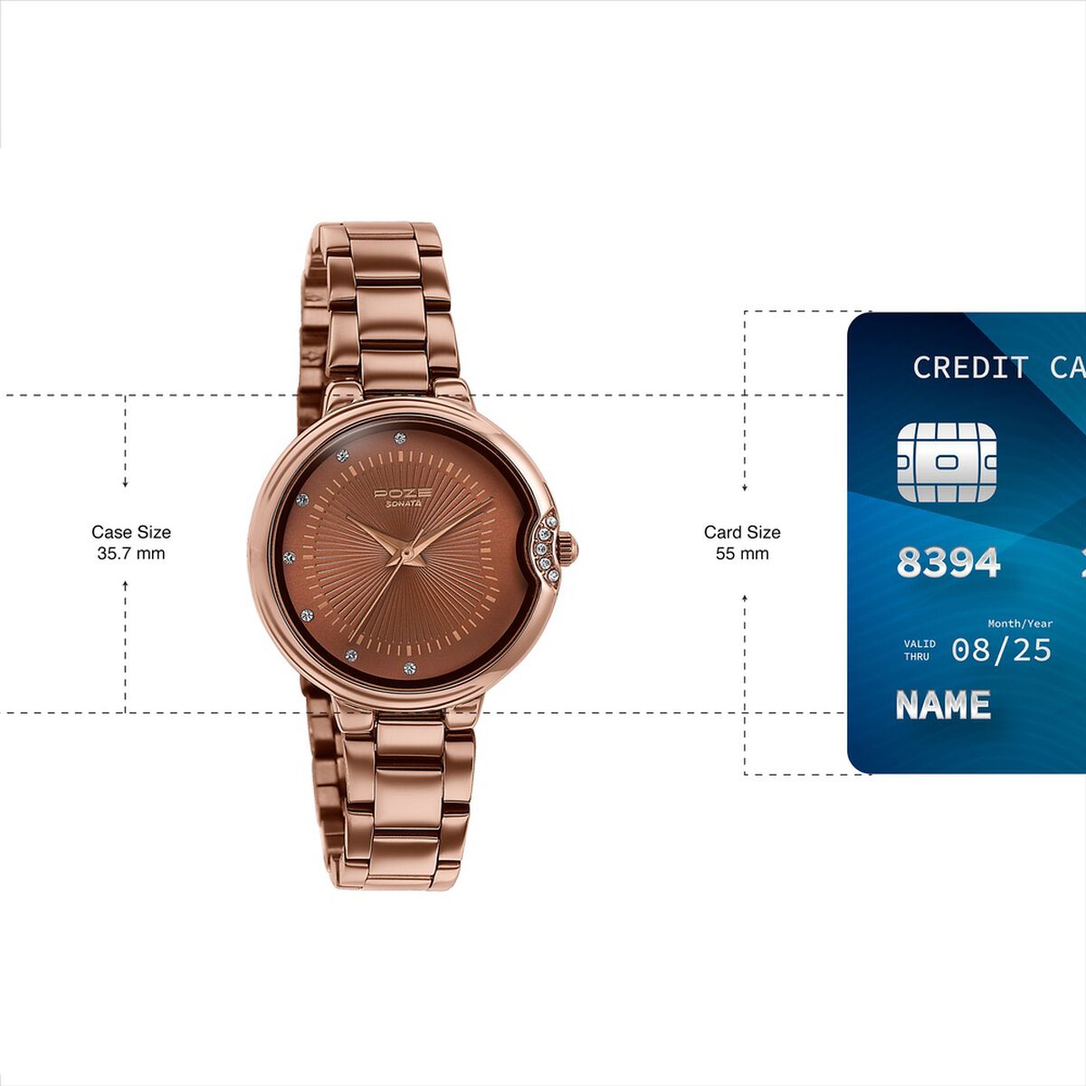 Poze By Sonata Quartz Analog Brown Dial Brown Metal Strap Watch For Women 4